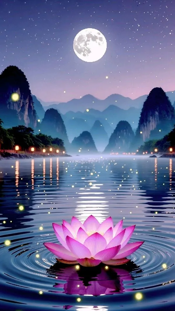 Ảnh nền cảnh thiền cạnh nến thiền, hoa sen hồng phía trước, ánh sáng mềm làm dịu mắt.