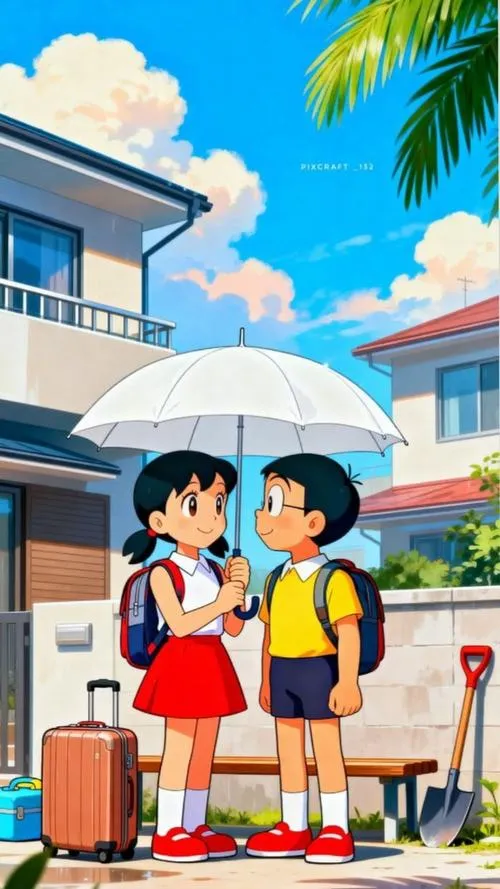 Ảnh đẹp hai bạn đứng ở sân trường lúc hoàng hôn, gió nhẹ, cảm giác hoài niệm rõ ràng