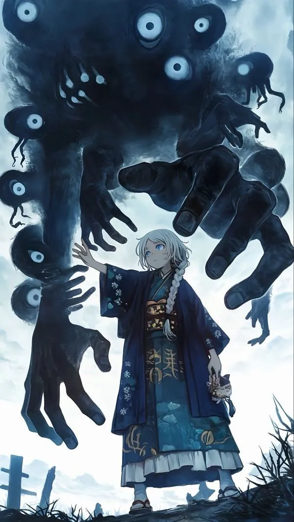 Hình nền anime chất chiến, katana phản quang dưới đèn neon tím xanh