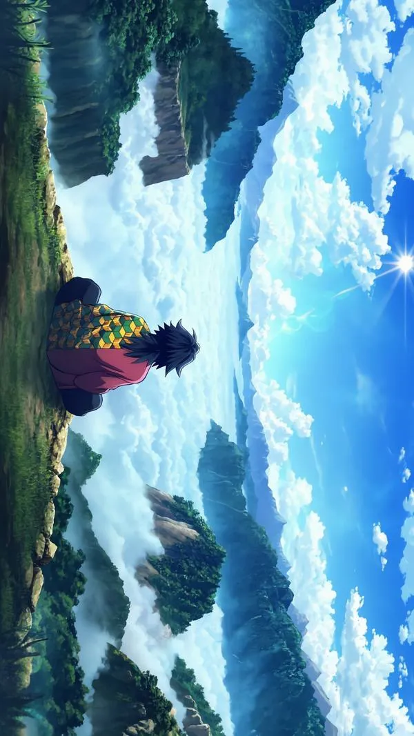 Hình nền anime cá tính bối cảnh mái nhà gió lớn, khói mỏng loang nhẹ phía sau