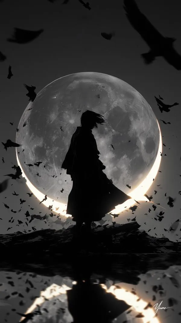 Ảnh wallpaper anime ngầu, cận mặt bình thản với bóng đổ mạnh nhìn rất cuốn