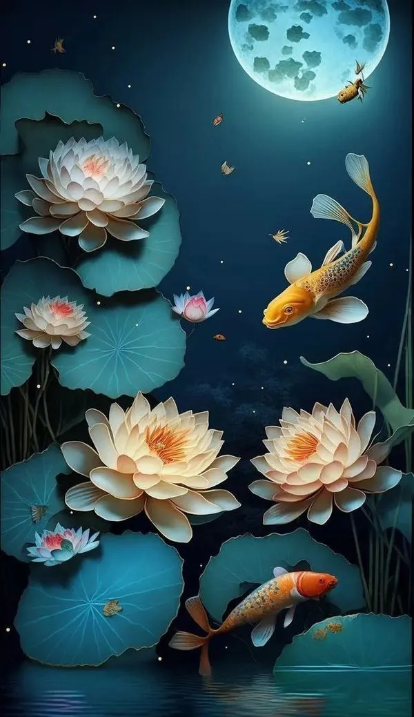 60 Hình Nền Cá Chép Hoa Sen đẹp cho điện thoại kiểu tranh thủy mặc đầy phong thủy