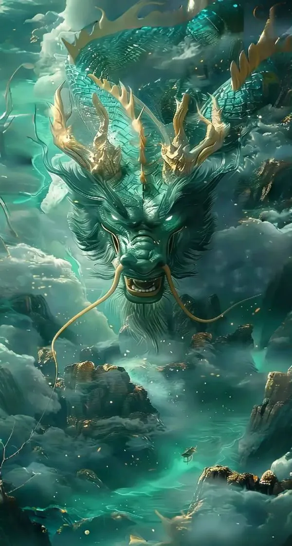 Wallpaper rừng xanh dưới nước, tia sáng vàng xuyên, lớp sương dày, không khí huyền bí