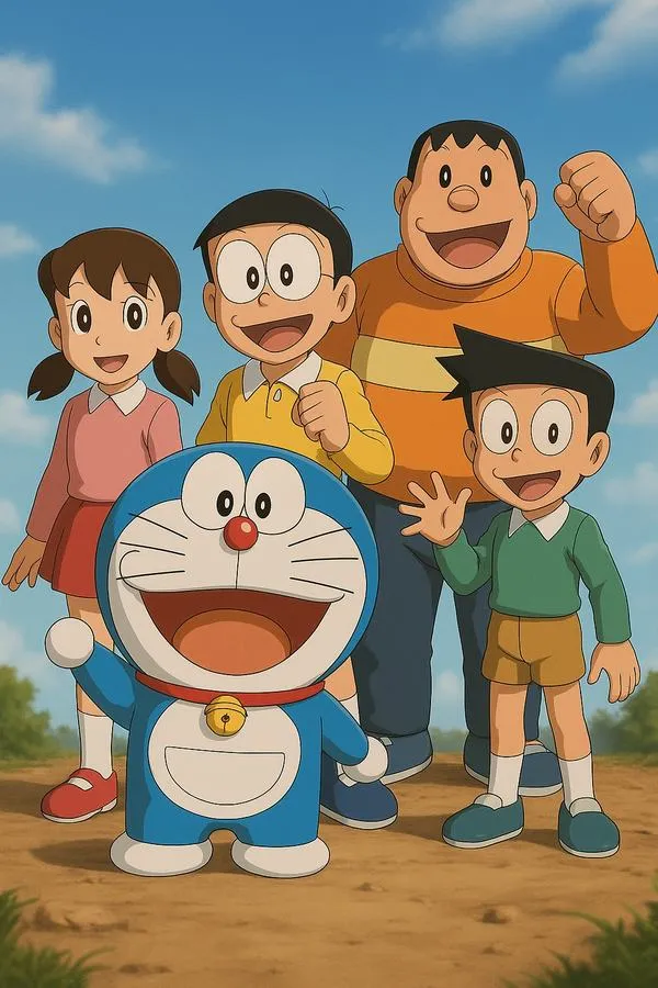 Ảnh ngầu Doraemon phong cách graffiti, ký tên Fujiko F. Fujio nhỏ, bố cục có khung nổi bật