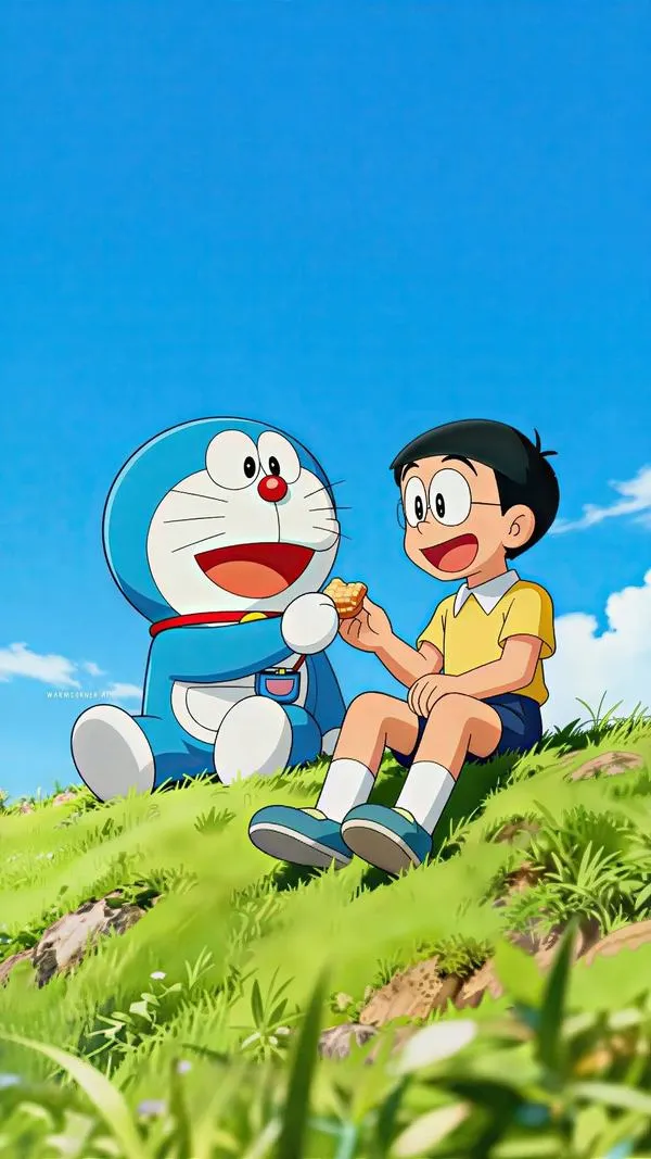 Hình 4K Doremon giữa vũ trụ, gợi danh hiệu đại sứ hoạt hình Nhật Bản, nền tối ngầu