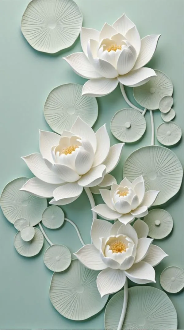 Wallpaper hoa sen lập thể, tia sáng xuyên cánh, phản quang tinh, nền tối làm bật hoa