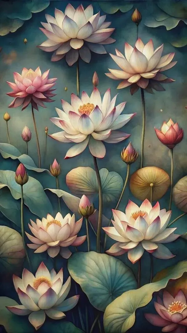 Màn hình khóa hoa sen 3D, đài sen rõ nét, nền tối sang, icon nổi mà không rối