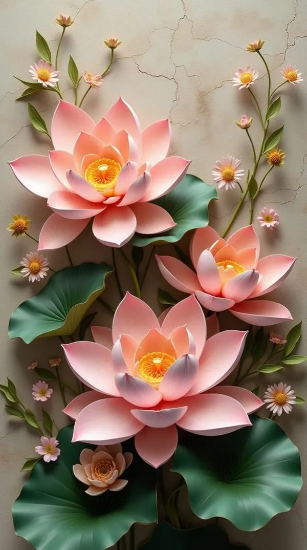 Màn hình khóa hoa sen 3D đẹp, cánh sen xếp lớp, siêu nét, hợp màn hình AMOLED