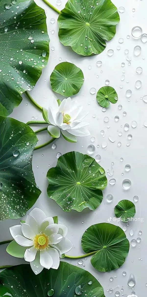 Màn hình khóa hoa sen lập thể, cánh sen chồng lớp, viền sáng tinh tế, tương phản cao