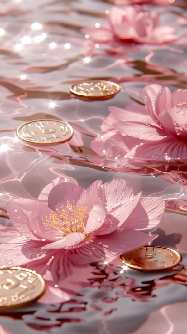 Hình nền điện thoại hoa sen siêu thực, tiền cảnh rõ, hậu cảnh mờ, cảm giác thư thái
