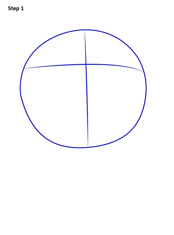 Bước 1: Phác khung mặt tròn to, hơi méo cho tự nhiên