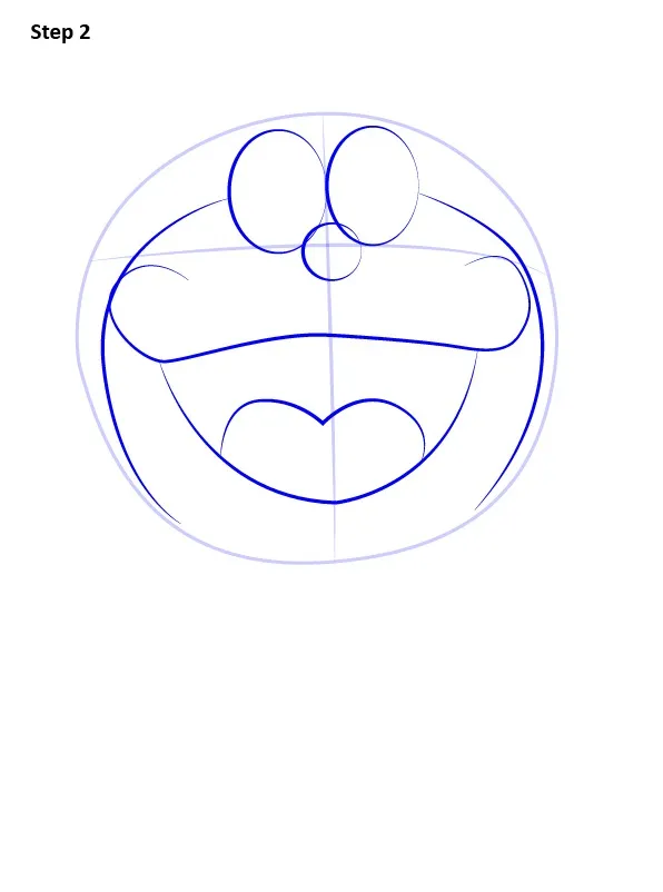 Bước 2: Vẽ mắt mũi miệng, tạo biểu cảm đáng yêu