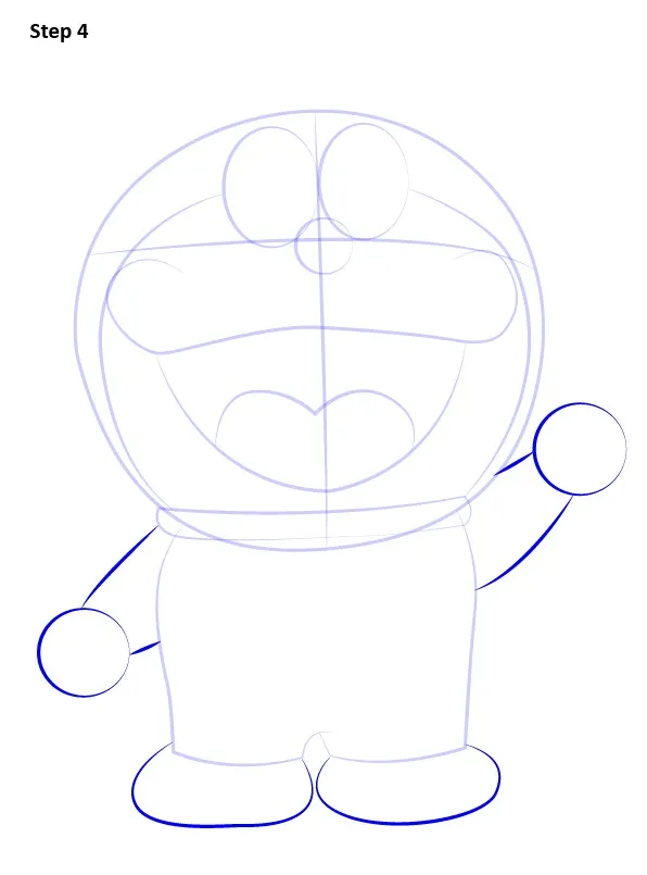 Bước 4: Thêm tay chân tròn trịa, dáng đứng thật cưng