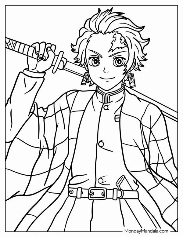 32 Tranh tô màu Tanjiro Kamado phong cách chiến đấu, chibi, đời thường & đặc biệt