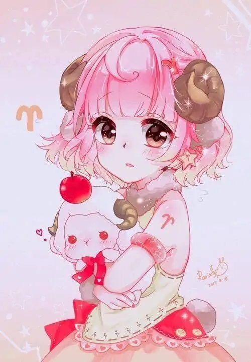 Ảnh avatar nhân vật nhỏ tông hồng đứng nghiêng giữa nền hoa mềm, tóc buộc gọn và phụ kiện đáng yêu làm bức này hợp với ai thích ảnh chibi nữ nhẹ nhàng