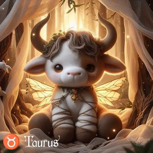 Hình nền con vật nhỏ sừng cong ngồi giữa khung vàng ấm, mắt long lanh và bộ lông nâu trắng khiến bức này trông như thú cưng cung hoàng đạo vừa đẹp vừa cute