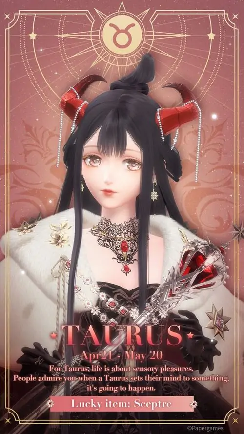 Cô nàng mặc đồ đỏ trắng ngồi nghiêng như tranh poster, sừng nhỏ vươn lên từ mái tóc đen và gương mặt lạnh nhẹ làm ảnh đại diện Kim Ngưu ngọt ngào bớt bánh bèo hơn