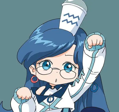 Nhân vật tí hon mặc váy phồng đính nhiều ngôi sao nhỏ, tay cầm chiếc ô màu xanh ngọc che nắng giữa thế giới kỳ ảo vô cùng duyên dáng