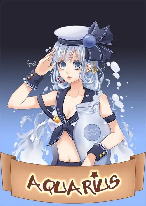 Bé con anime với mái tóc xoăn tít màu xanh biển đang đu đưa trên xích đu mây, tạo hình mang đậm thiết kế nhân vật đầy thú vị