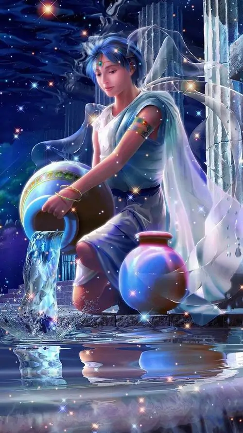 Tấm hình nền cô gái Bảo Bình đeo chiếc nơ xanh to bản trên đầu, nụ cười tỏa nắng giữa cánh đồng hoa mang đậm chất Digital Art rất rạng ngời