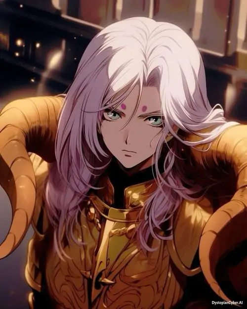 Khung hình dọc chàng trai tóc sáng mặc áo nâu đứng trong nền tối ấm, gương mặt nghiêng và ánh mắt lặng làm bức ảnh nam anime này trông đẹp theo kiểu trầm