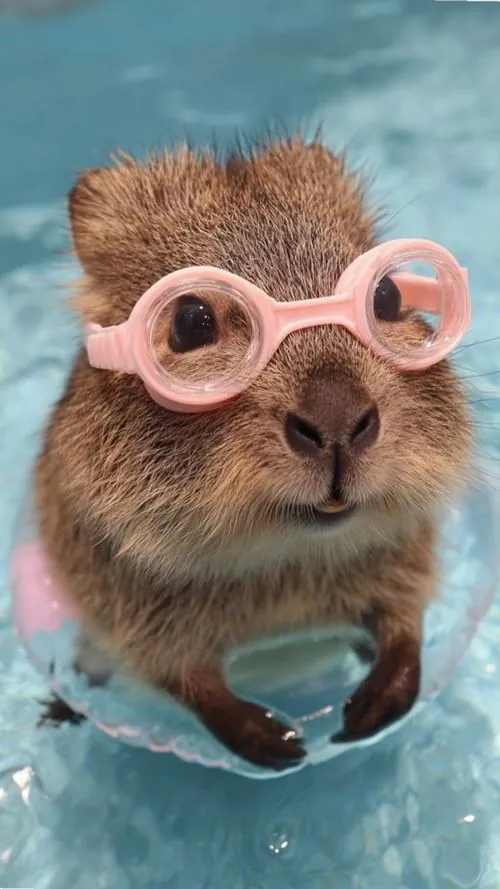 Capybara trong thư viện cũ đang với cuốn sách trên thang gỗ thấp, bụi nắng rơi qua ô cửa làm ảnh nền đt Iphone mang vẻ êm và rất dễ dùng lâu