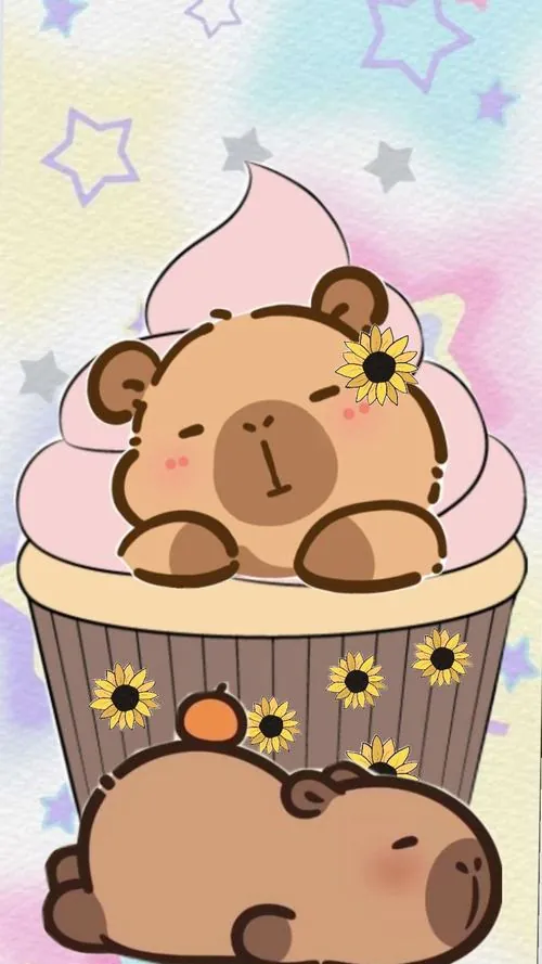 Capybara ở nhà ga miền núi, cổ đeo máy ảnh nhỏ và chân đặt cạnh vali da, lớp sương mỏng phía sau giúp ảnh nền chuột lang nước có chút phiêu mà không xa cách