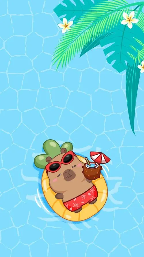 Khung giấy cắt lớp xếp hình capybara giữa rừng tre và đèn lồng tròn, các mép bóng đổ rõ ràng tạo cảm giác 3D rất hợp ai thích ảnh nền dọc lạ mắt