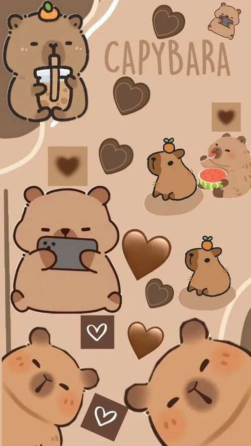 Một góc nghệ thuật sơn dầu vẽ capybara đứng giữa chợ phiên, quanh chân là bí ngô, táo và tấm biển gỗ, màu dày tay tạo cảm giác mộc mạc rất đẹp