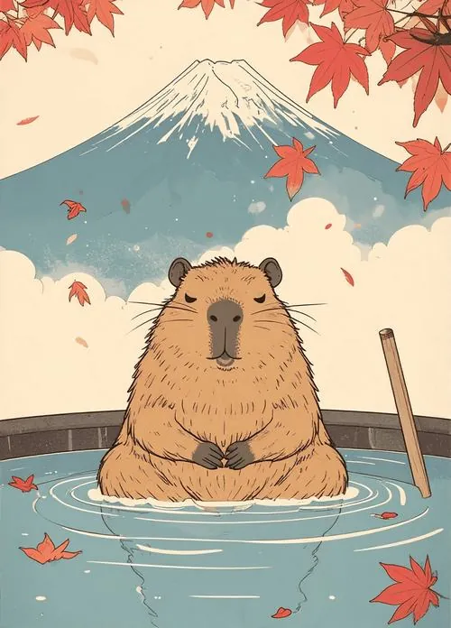 Một cảnh pixel cho thấy capybara ngồi câu cá trên cầu gỗ lúc hoàng hôn, mặt hồ chuyển màu tím đồng tạo cảm giác retro mà vẫn giữ được độ dễ thương