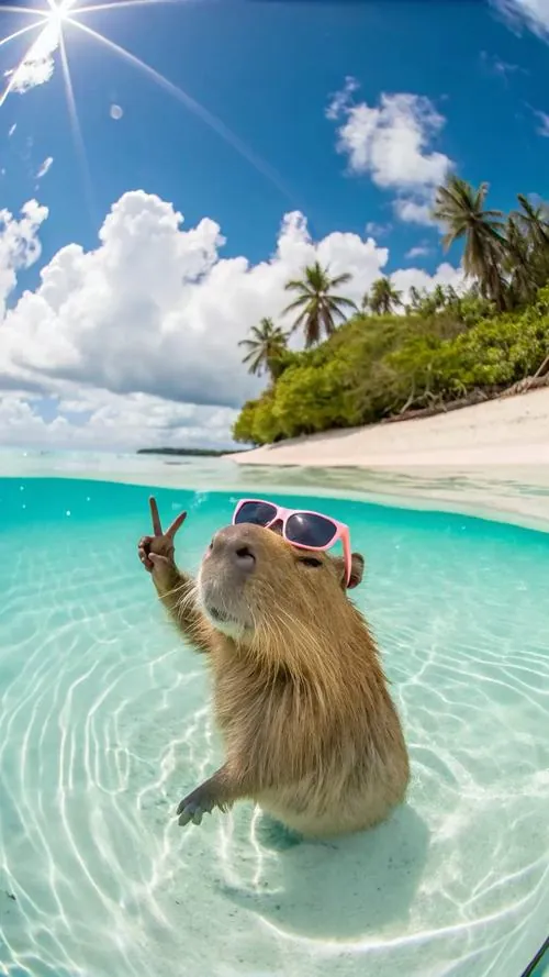 Capybara phong cách đất sét đứng bên tiệm hoa khô, bụng ôm giỏ lavender tím và bảng gỗ nhỏ trước cửa, tổng thể xinh xắn theo kiểu 4K rất nịnh mắt