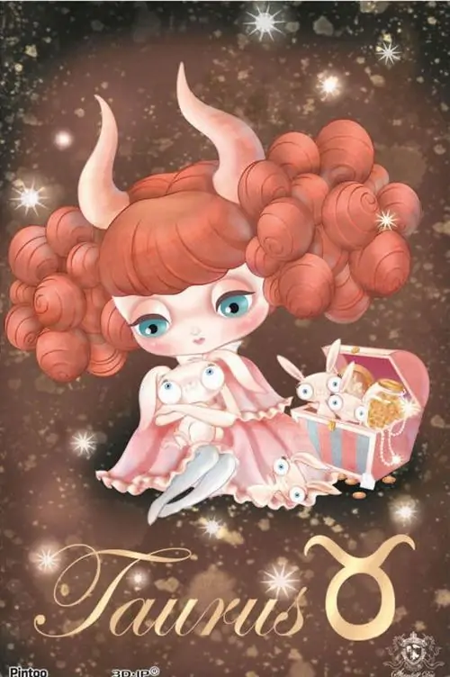 Avatar cute bé tóc hồng búi tròn mặc váy bánh bèo ngồi giữa nền ngọt màu, hai tay ôm đồ ăn nhỏ xinh đúng kiểu Kim Ngưu ham ăn nhìn rất đáng yêu