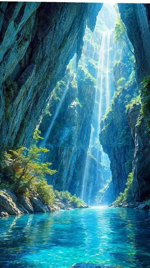 Ảnh wallpaper hẻm đá đỏ rực mở lối giữa sa mạc khô, vân đá uốn lượn như sóng giúp khung dọc này ngầu vừa đủ mà vẫn đậm chất tự nhiên 4K