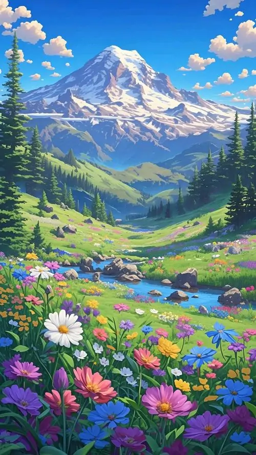 Ảnh nền đt iPhone đồng tulip nhiều màu trải thành hàng thẳng tắp, ánh nắng xiên nhẹ khiến bức ảnh nền tự nhiên độ phân giải lớn này rực mà không gắt