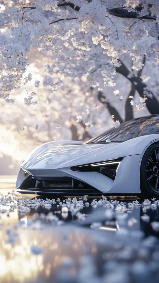 Ảnh nền chiếc sedan trắng ngà đứng bên hồ muối phẳng như gương, bầu trời xanh phản chiếu xuống mặt đất tạo cảm giác ảnh nền xe hơi 4K rộng và sạch