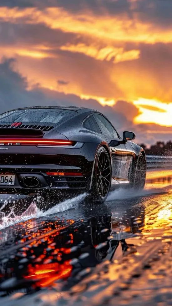 Chiếc wagon xanh đậm chở hành lý trên nóc chạy xuyên rừng thông, nắng xiên buổi sáng chạm vào kính sau làm ảnh nền ô tô đẹp cho điện thoại thêm nhẹ mắt