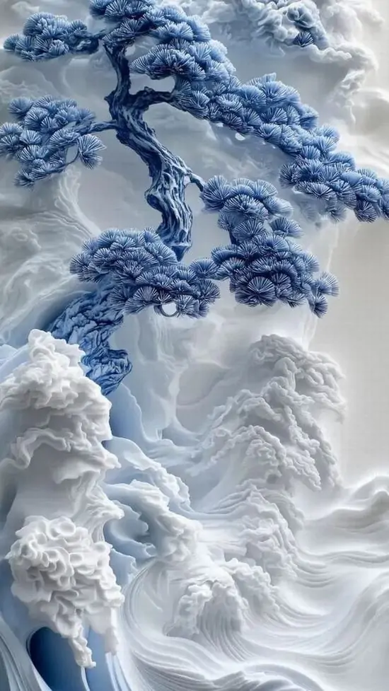 Ảnh wallpaper hồ dung nham phát sáng bên rừng đá đen, từng nếp nứt đỏ cam ăn sâu vào nền tối làm ảnh màn hình đa chiều này nổi bật mạnh trên iPhone