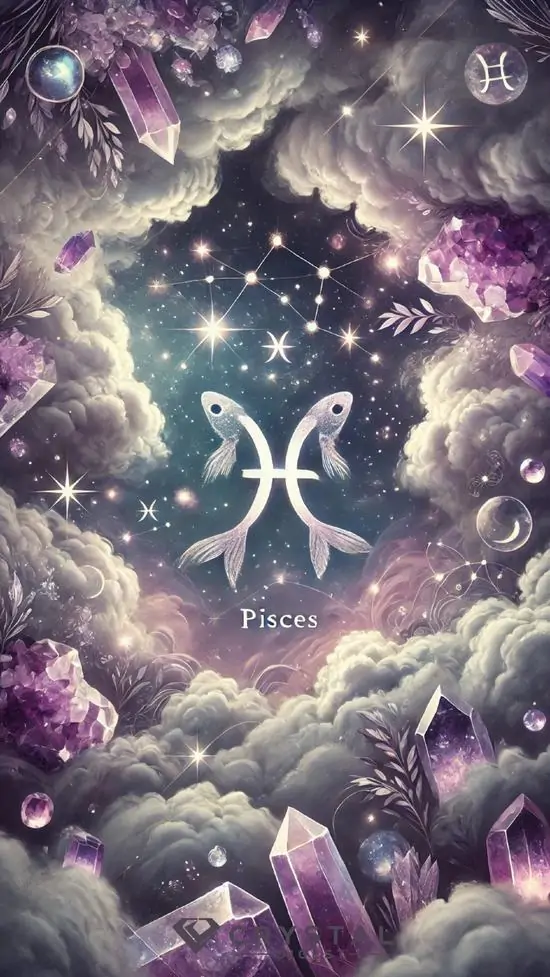 Trên bàn học gỗ sáng, cuốn sổ bìa tím đặt lệch cạnh tai nghe và ly trà, góc bìa dập nổi hai con cá làm ảnh nền cung con cá nhìn gần gũi hơn hẳn