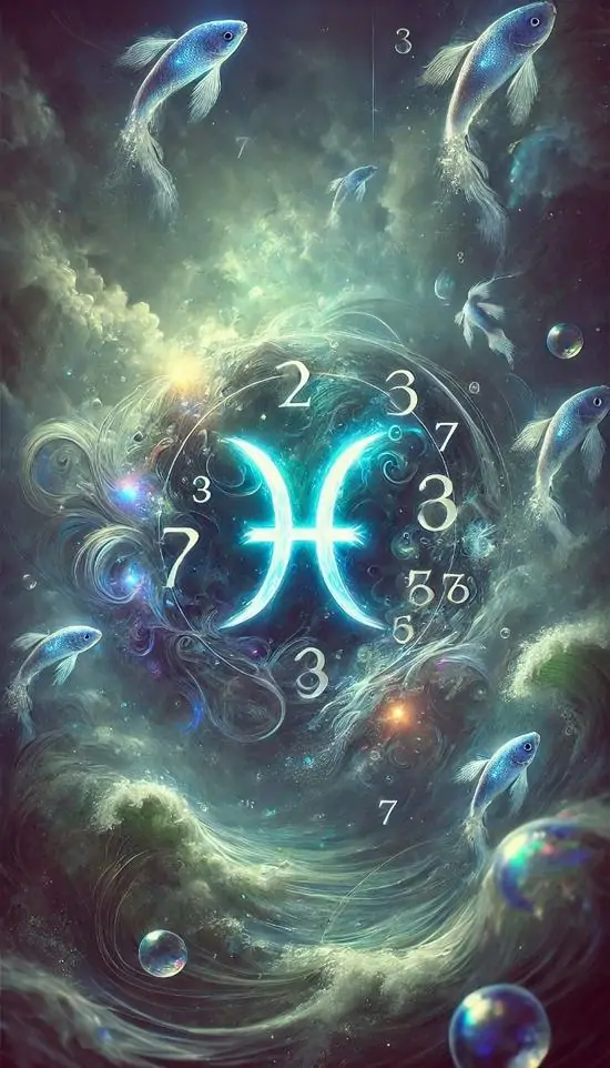 Mặt đồng hồ treo tường nền xanh đậm thay số mười hai bằng biểu tượng Song Ngư, kim phút mảnh và ánh sáng đầu ngày làm bức hình trông gọn mà vẫn có điểm nhớ