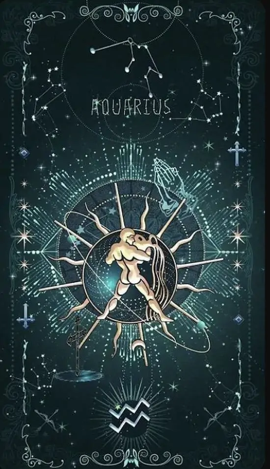 Tấm đồ họa cổ điển đặt vòng tròn chiêm tinh và ký hiệu sóng nước ở trung tâm, nền xanh rêu đậm cùng chi tiết mảnh gợi chất huyền học nên hợp người thích bản đồ sao