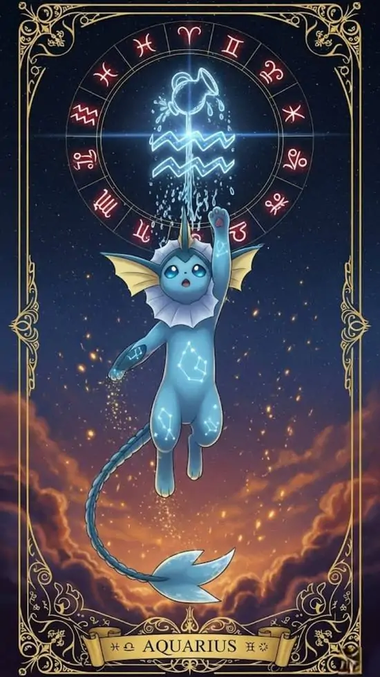 Ảnh wallpaper lá bài minh họa một chàng trai nâng bình nước dưới vòng sao đỏ cam, cơ bắp rõ và dáng đứng vững làm hình Người Gánh Nước này hợp nam cá tính