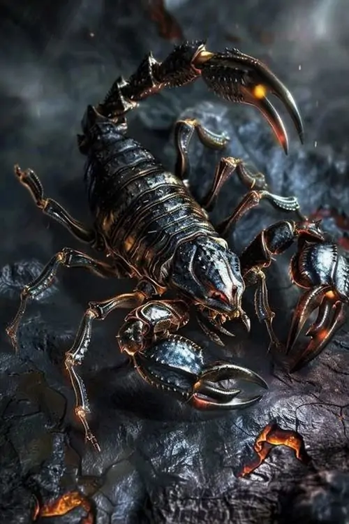 Mô hình đất nung của Thiên Yết nằm giữa lớp cát mịn và vỏ sò vỡ, bề mặt sần tay gợi liên tưởng đến nguyên tố nước theo cách lạ mà không mềm