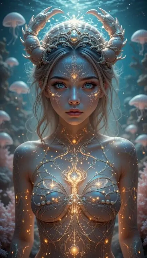 Mặt dây chuyền hình bọ cạp nằm lọt trong lòng bàn tay ướt nước, những giọt đọng trên kim loại làm ảnh chòm sao Thiên Yết trở nên gần và sống hơn