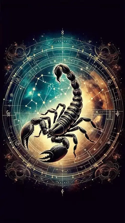 Hình đại diện con bọ cạp sáng màu nổi trong vòng xoáy xanh ngọc, viền sáng ôm quanh thân và càng làm bố cục của cung nước cố định trông gọn mà vẫn có lực