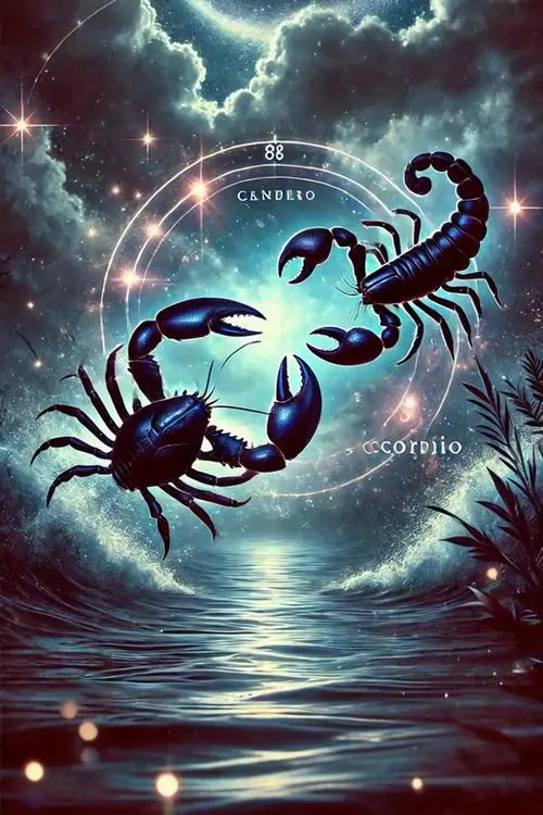 Hình nền điện thoại hai con bọ cạp đối đầu trên mặt nước đỏ tím, vòng sáng phía sau lưng tạo điểm nhấn để hình ảnh Hổ Cáp trông căng và có nhịp hơn