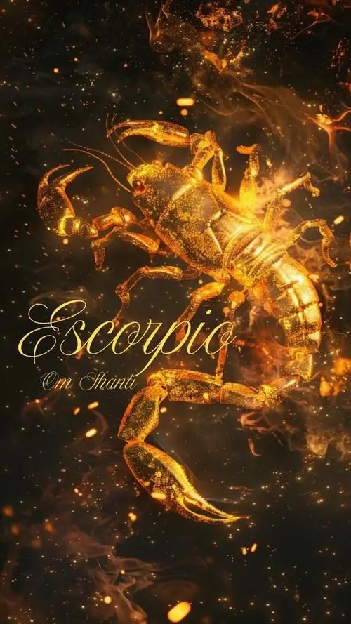 Ảnh nền đt Iphone con bọ cạp lửa hiện trên nền đen nâu, nét sáng chạy dọc thân kèm chữ Scorpio mềm phía cạnh làm tổng thể vừa cháy vừa có độ mềm