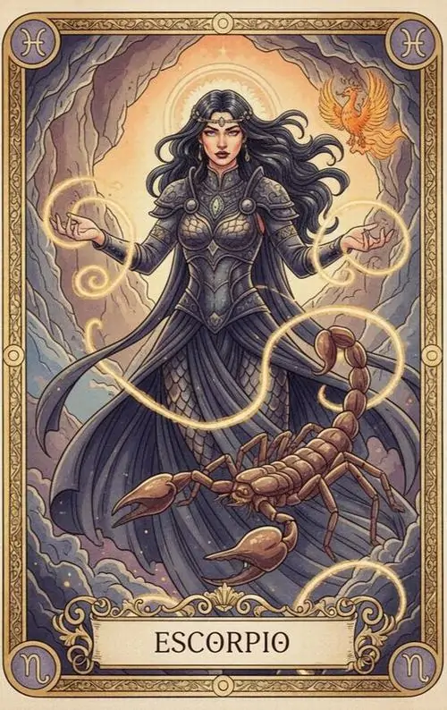 Một nữ thần tóc xoăn đứng chính diện trong khung bài màu vàng cổ, váy áo bay nhẹ quanh người và dải dây quấn như đang nâng hình ảnh Thần Nông lên rất cao