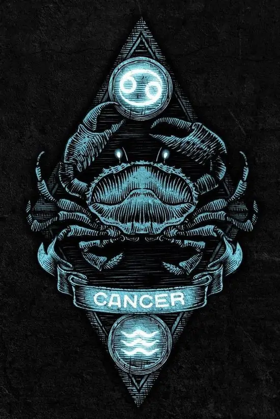 Ảnh nền đt Iphone phù điêu con cua xanh xám đặt giữa khung đá đen, trên đỉnh là biểu tượng trăng nhỏ nên tổng thể những người con của trăng trông chắc tay và ngầu