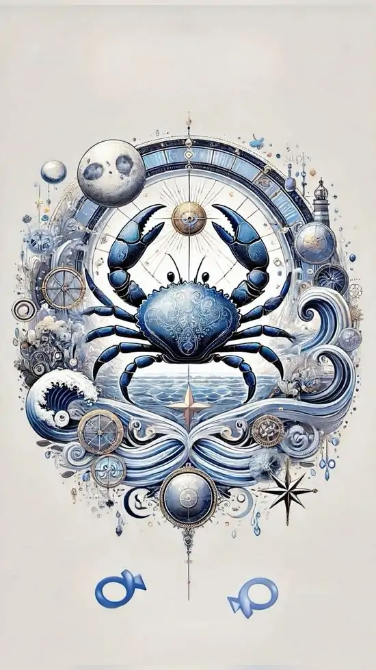 Khung trắng kem ôm lấy phù điêu con cua đối xứng với ngọc trai ở giữa, những chi tiết viền bạc làm hình cung thứ tư sạch mắt và hợp phong cách Ultra HD