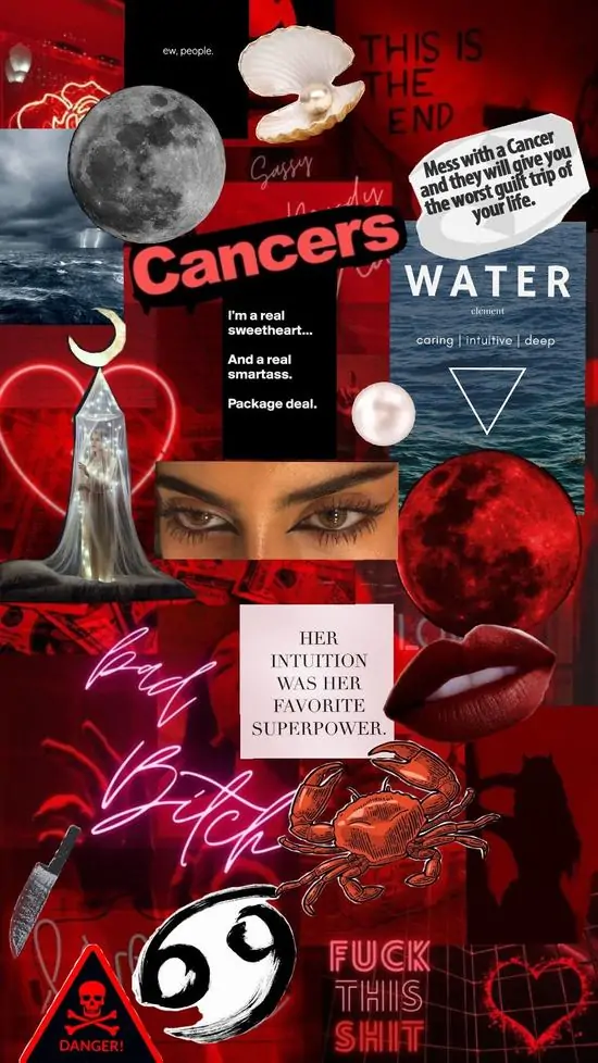 Hình nền dọc poster đỏ đen ghép số 69, mắt nữ, trái tim và lon nước, chất liệu ảnh cắt dán khiến những người con của trăng hiện ra phá cách và hơi ngầu